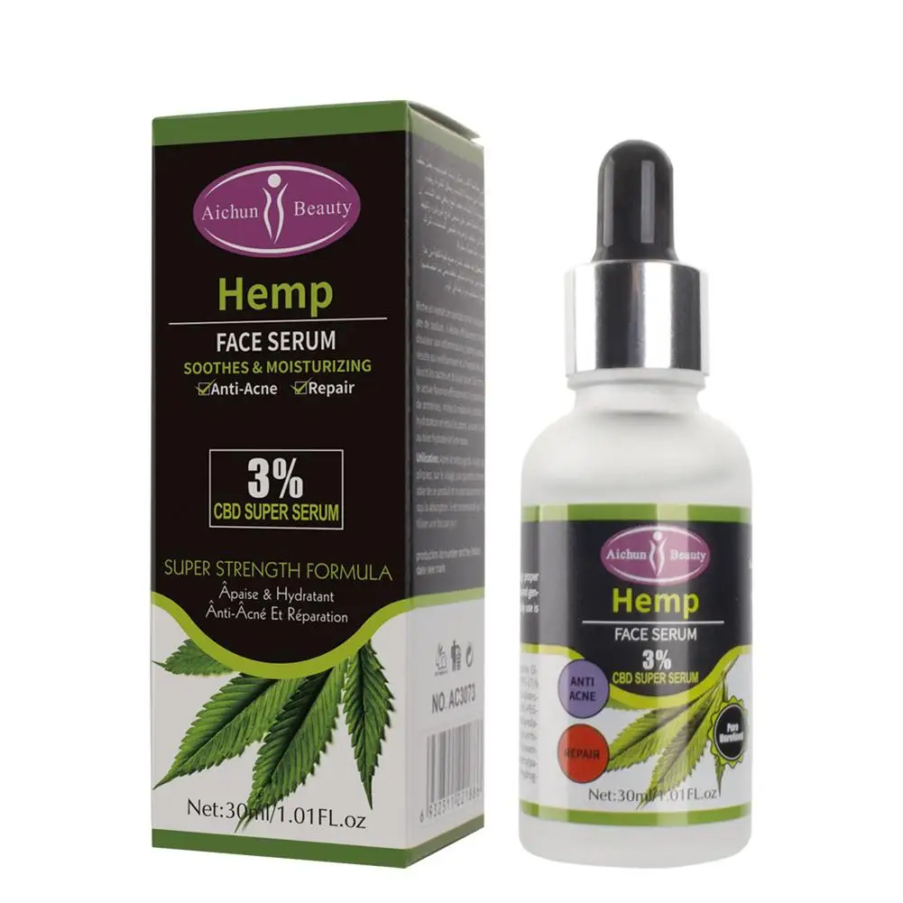 

Hemp Oil Facial Serum Hyaluronic Acid Essence Shrink Pore Moisturizing Brightening Oil Control Anti-Wrinkle Lighten Skin Care