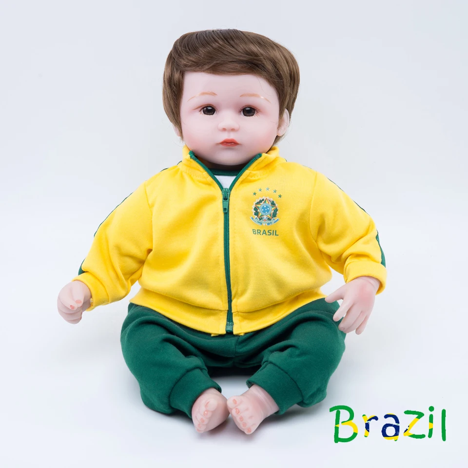 18-дюймовая Кукла reborn baby silicon boneca sports soccer футбольные игрушки для детей Бразилия |