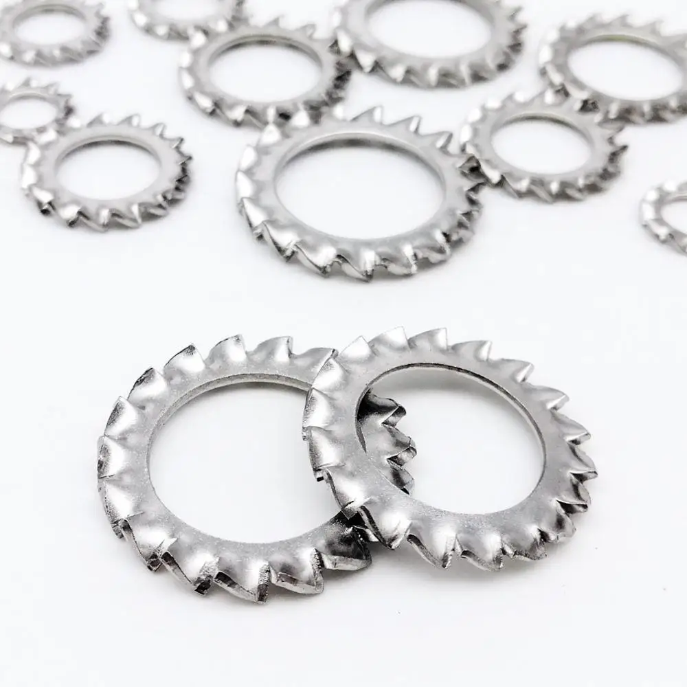 5/10/50 M2.5 M3 M4 M5 M6 M8 M10 M12 M14-M24 GB862.2 DIN6798A A2 304 Stainless Steel External Toothed Serrated Lock Washer Gasket |