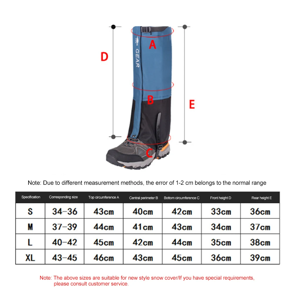 1Pair Unisex Waterproof Leg Covers Legging Gaiter Climbing Camping Hiking Ski Boot Travel Shoe Snow Gaiters Legs Protection |