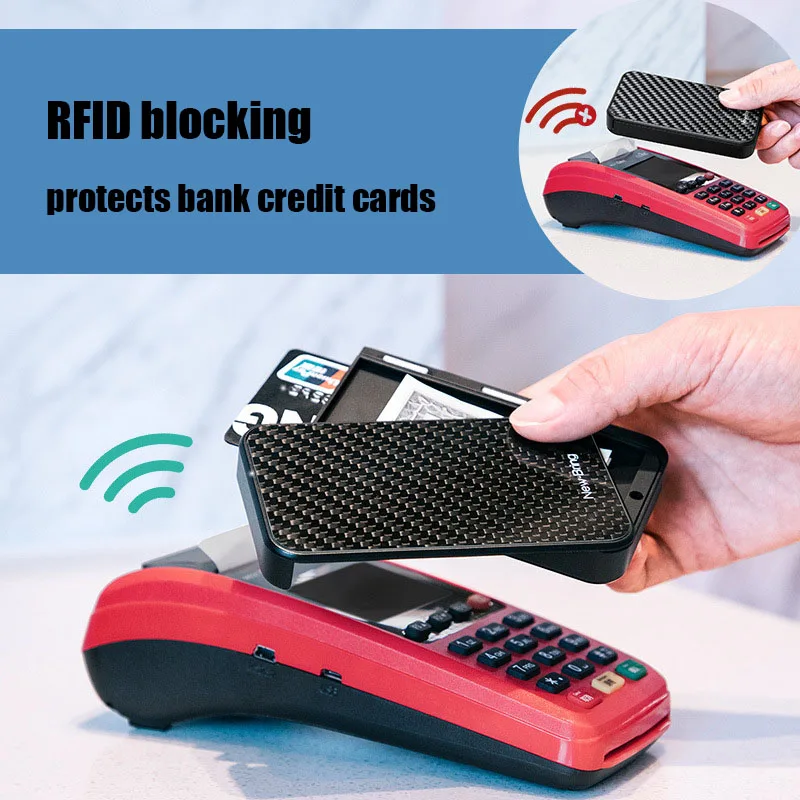bank credit card holder mens pocket anti rfid blocking card cover creative metal carbon fiber card wallet men and women free global shipping