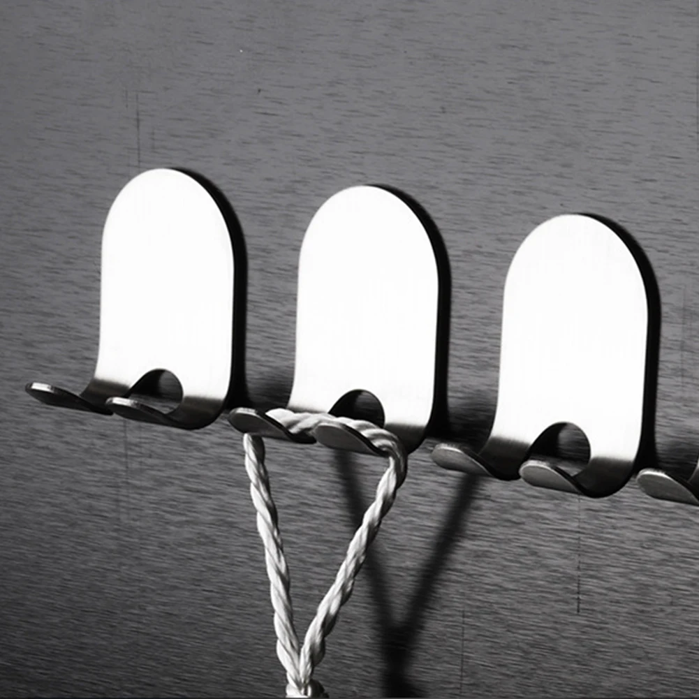 

Storage Rack Plugs Hook Shaver Stainless Steel Self Adhesive Wall Mounted Bathroom Hanger Multifunctional