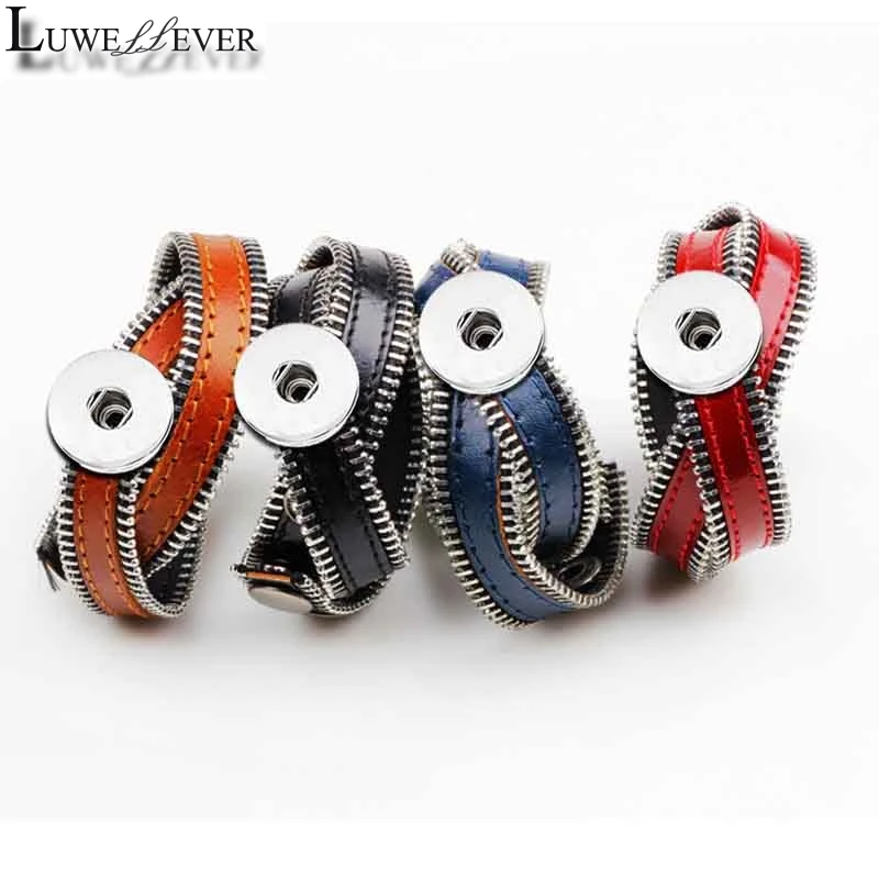 Браслет на молнии из 105 натуральной кожи в стиле ретро|charm jewelry|18mm snaps18mm snap button |