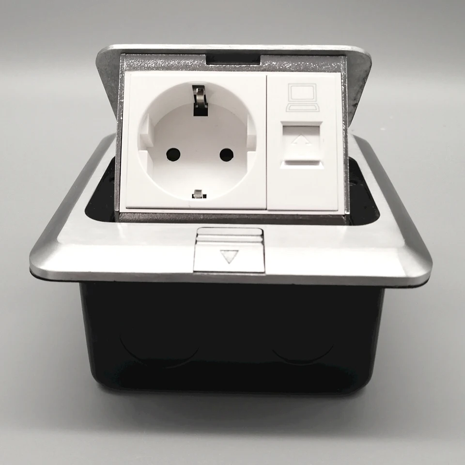 

AC1 Germany Type Damping Floor Socket With USB Aluminum alloy Soft Pop Up Socket