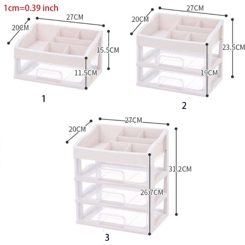 

T8NA Makeup Organiser with Drawers Clear Cosmetic Display Table Storage Box Case Lipsticks Brushes Holder