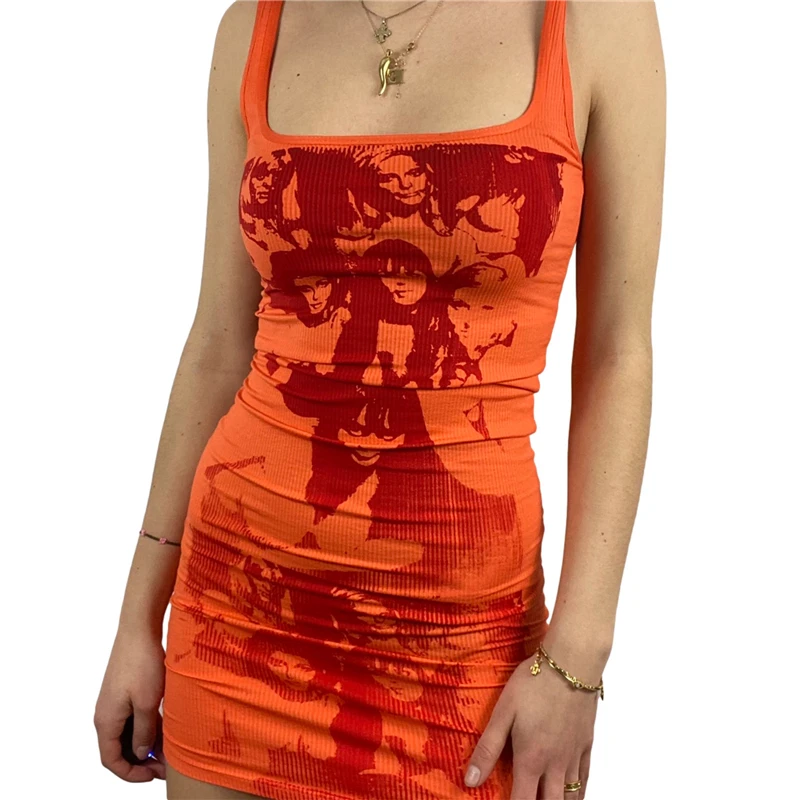 

Новое летнее платье, нарядное платье, платье-комбинация для женщин человеческие волосы головы узоры, без рукавов, с квадратным вырезом обтя...