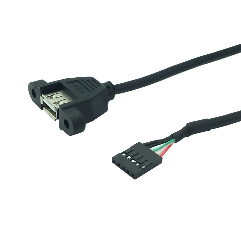 

0.3m 5pin Female to USB A 2.0 Female Extension Cable Panel Mount Screw Ear Holes Baffle Cord Connector 2.54mm