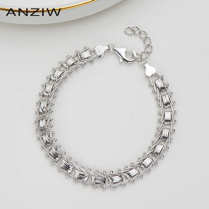 Женский Регулируемый браслет из серебра 925 пробы с бусинами 20 5 см|Гибкие и