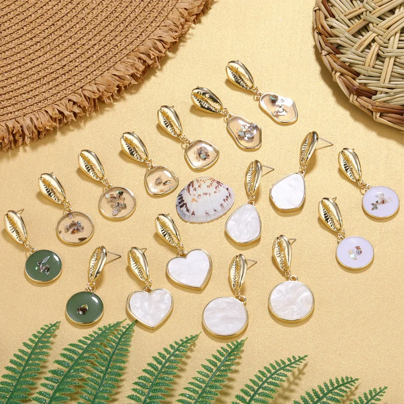 FNIO Винтажные серьги для женщин 2019 геометрической формы в виде Ракушки Серьги и