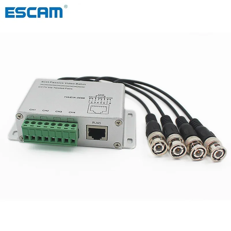 

ESCAM CCTV 4 Channel Passive Transmitter Video Balun BNC Male to UTP Rj45 Cat5 4 CH UTP Video Balun Transmission for CCTV System