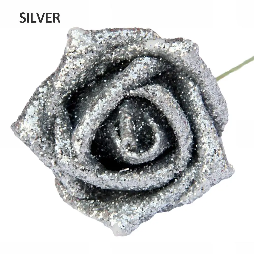 ПЭ 10 шт 6 см блестящая Пена Розы Искусственные цветы розы Красивые свадебные