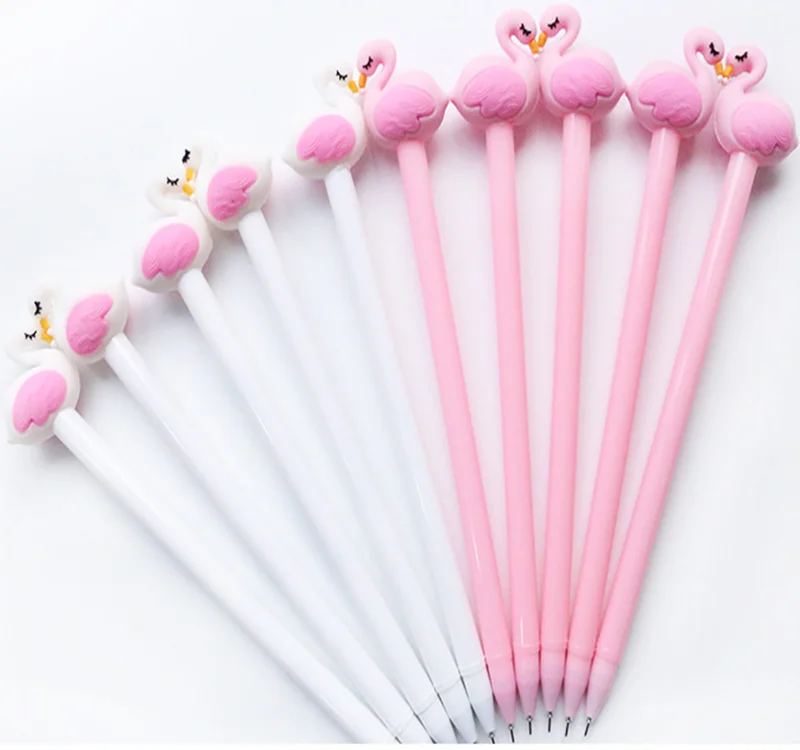 

2pcs/lot Kawaii Flamingo design black ink gel pen for Writing Students' gift prizeSchool Office Supplies