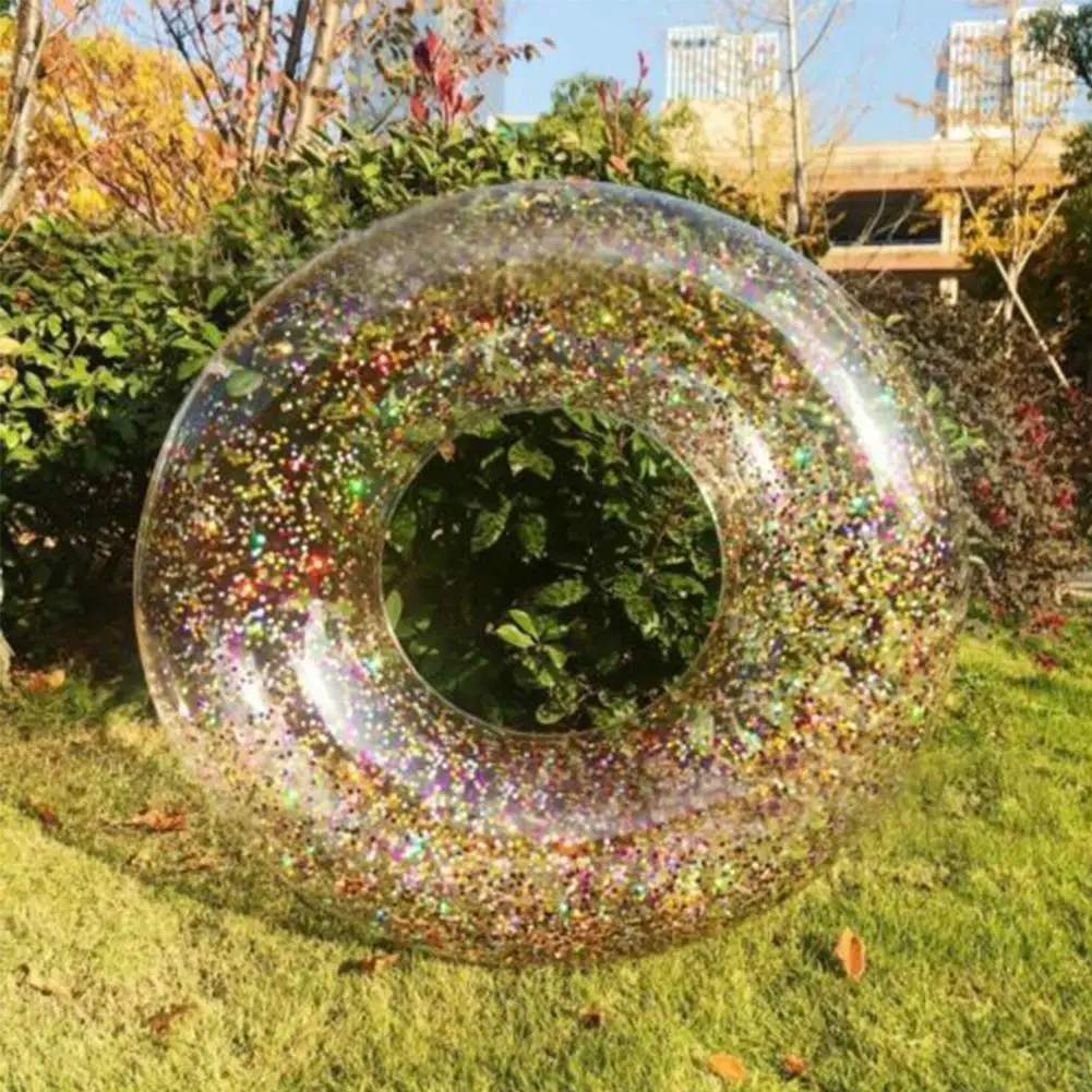 

70/80/90cm Colorful Glitter Pool Foats Swimming Ring Inflatable Water Girl Fun Boys Tube For Adult Pool Float