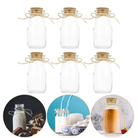 6pcs glass bottles household milk cups jelly storage cups for dessert kitchen home storage