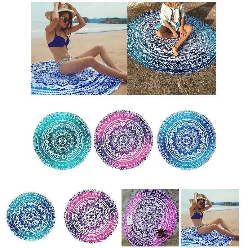 Mandala Round Tapestry Summer Beach Picnic Throw Rug Blanket Bohemia Mats Home Textile Garden Multifunctional Use | Дом и сад