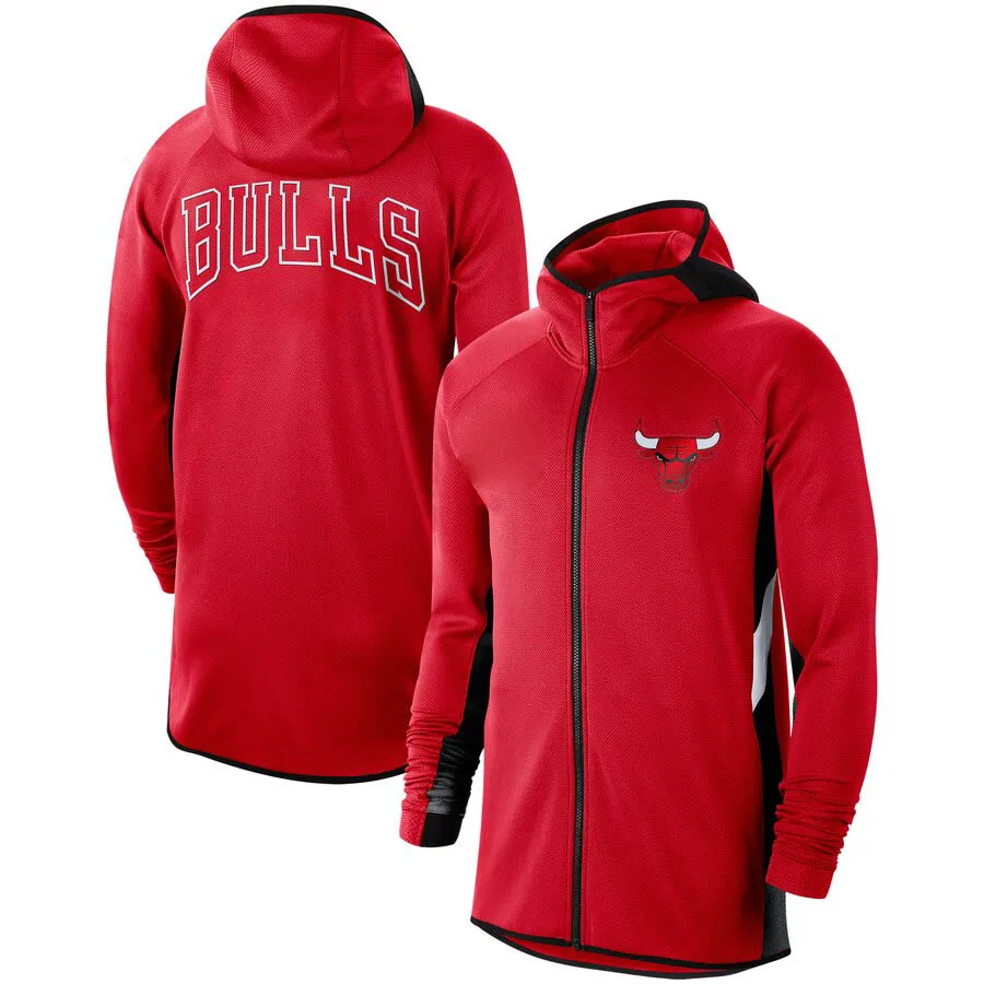 

Men Chicago Red Authentic Bulls Showtime Therma Flex Performance Full-Zip Hoodie