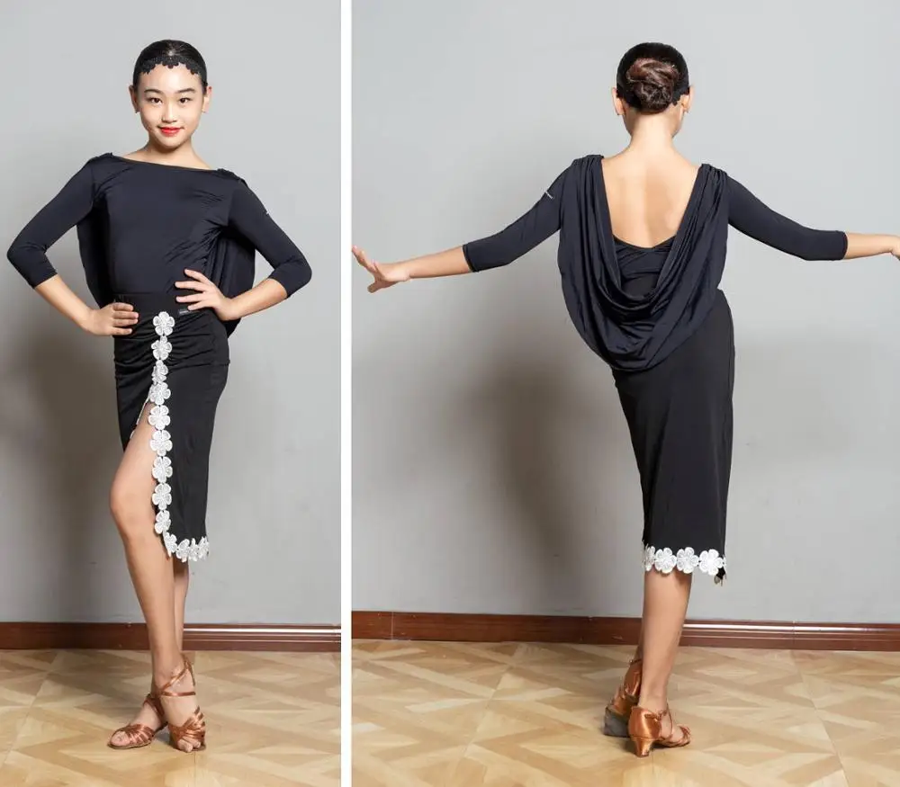 GD2028 детская одежда для латинских бальных танцев профессиональная кружевная юбка