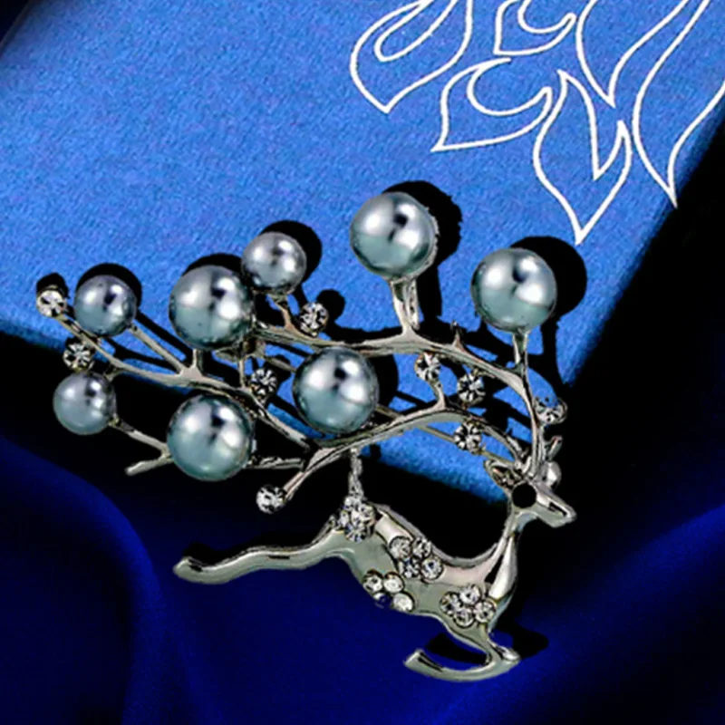 Винтажные Стразы брошка в виде оленя шарф жемчужная брошь креативный подарок