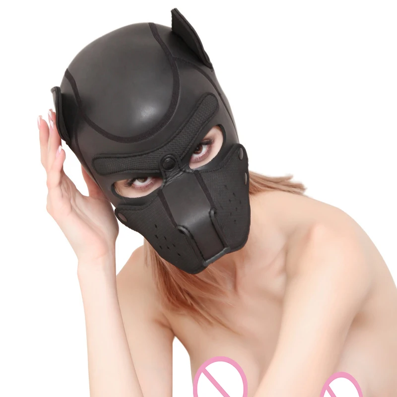 Сексуальная собака БДСМ бондаж щенок игры капюшоны раб резиновая мопса Фетиш