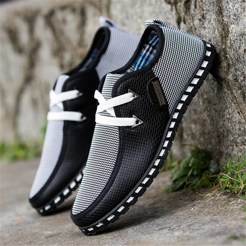 

2019 Fashion Canvas Shoes Men Casual Shoes Summer Breathable Comfortbale Espadrilles Sneakers Men Flats Big Size Driving Shoes
