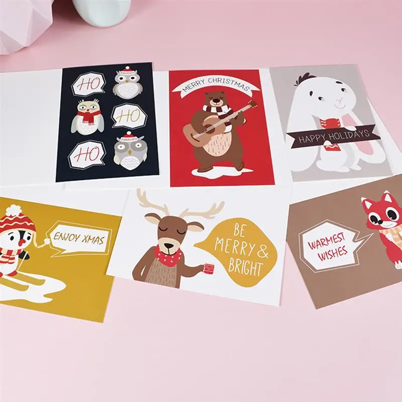 

1 Set Exquisite Christmas Greeting Cards Paper Cards with Envelope Stickers