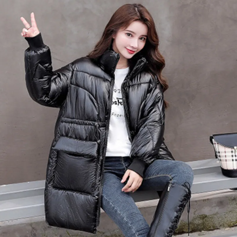 2020 new winter coat parka coat ladies smooth down cotton coat stand collar plus size parka coat warm bread jacket casual jacket