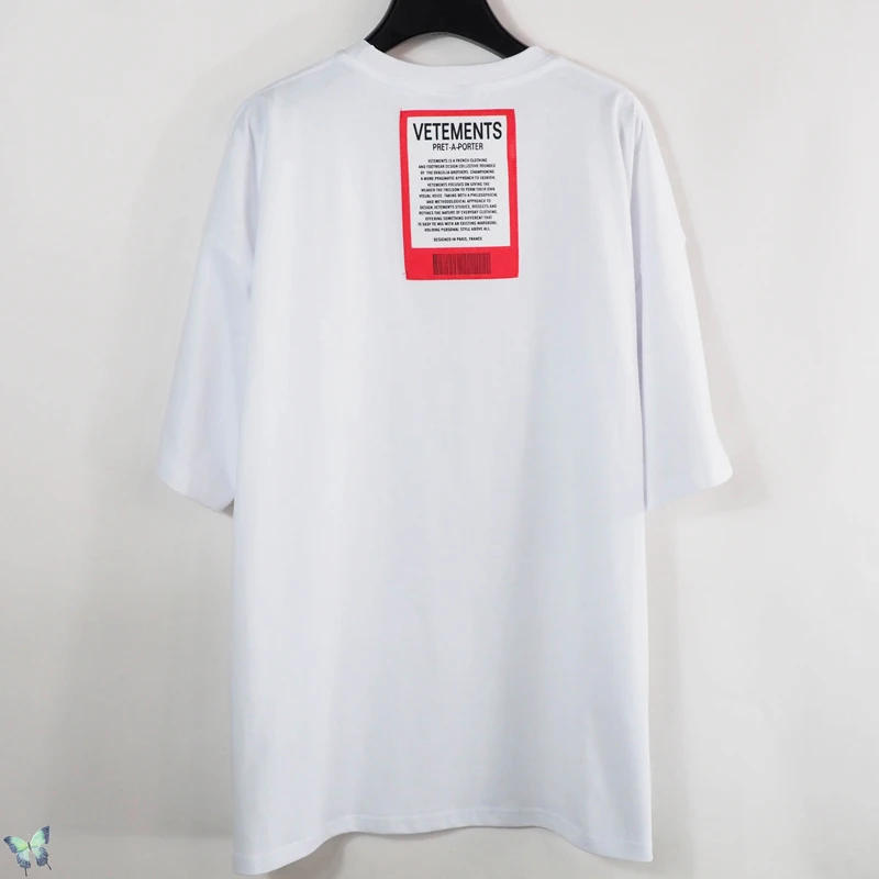 

Simple Vetements T Shirt Men Women Hip Hop Big Back Tag Vetements T-shirt