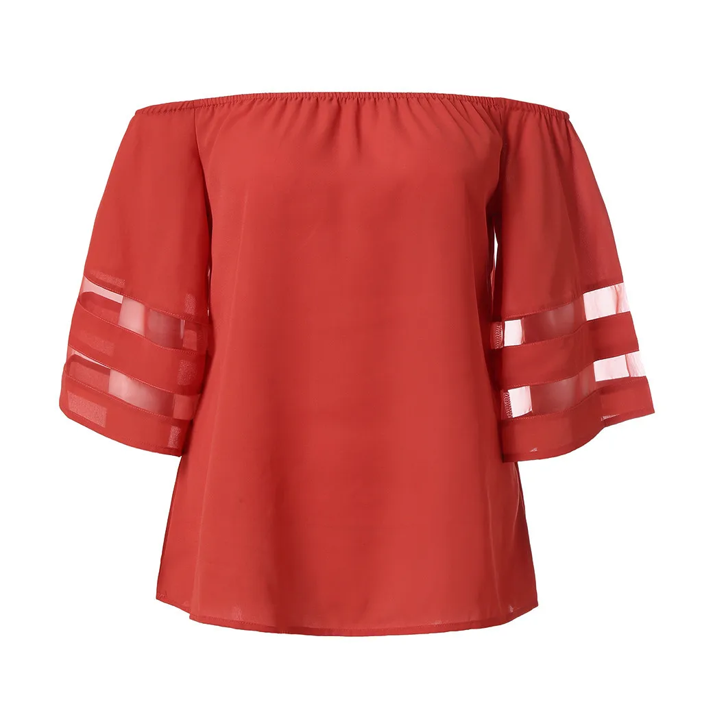 Womens Tops And Blouses Streetwear Flare Sleeve Off Shoulder Blouse Tunic Ladies Summer For Women Clothes 2019 |