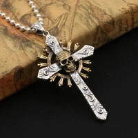 european and american fashion skull cross pendant mens necklace new wild creative skull lucky cross lady necklace