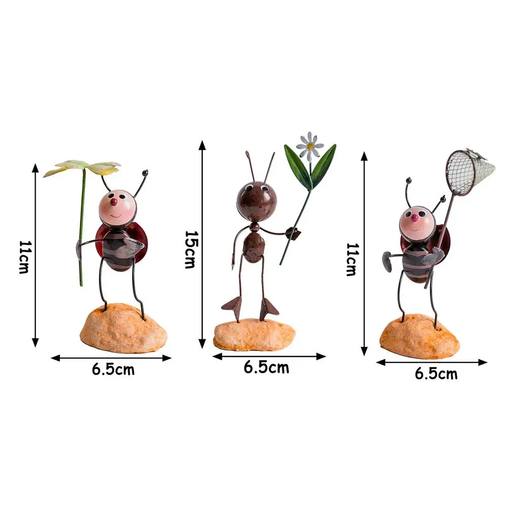 

3PCS Garden Ant Metal Sculpture Ornament Colorful Cute Cartoon Iron Insect Hanging Wall Art Garden Lawn Indoor Outdoor Art Deco