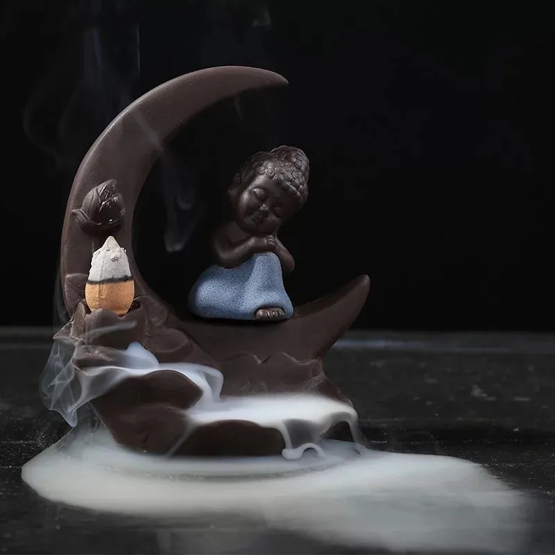 Креативный милый маленький монах благовония горелка с Буддой дымчатый водопад