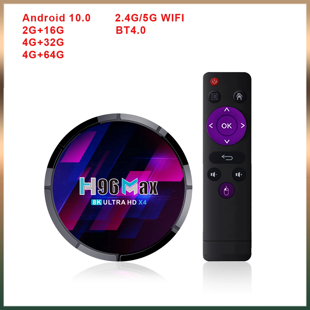 

Original New Amlogic S905X4 Quad Core Media Player BT4.0 H96MAX X4 5G Wifi Android 10.0 TV Box