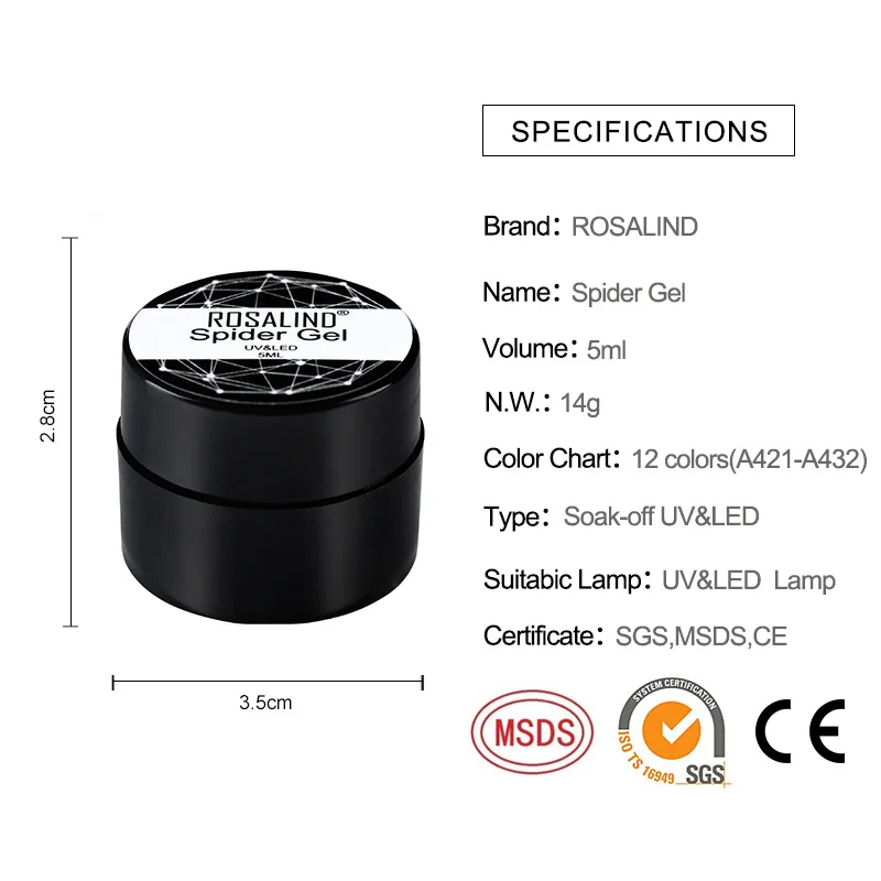 ROSALIND акриловый паук полигель для ногтей полуперманентный люминесцентный