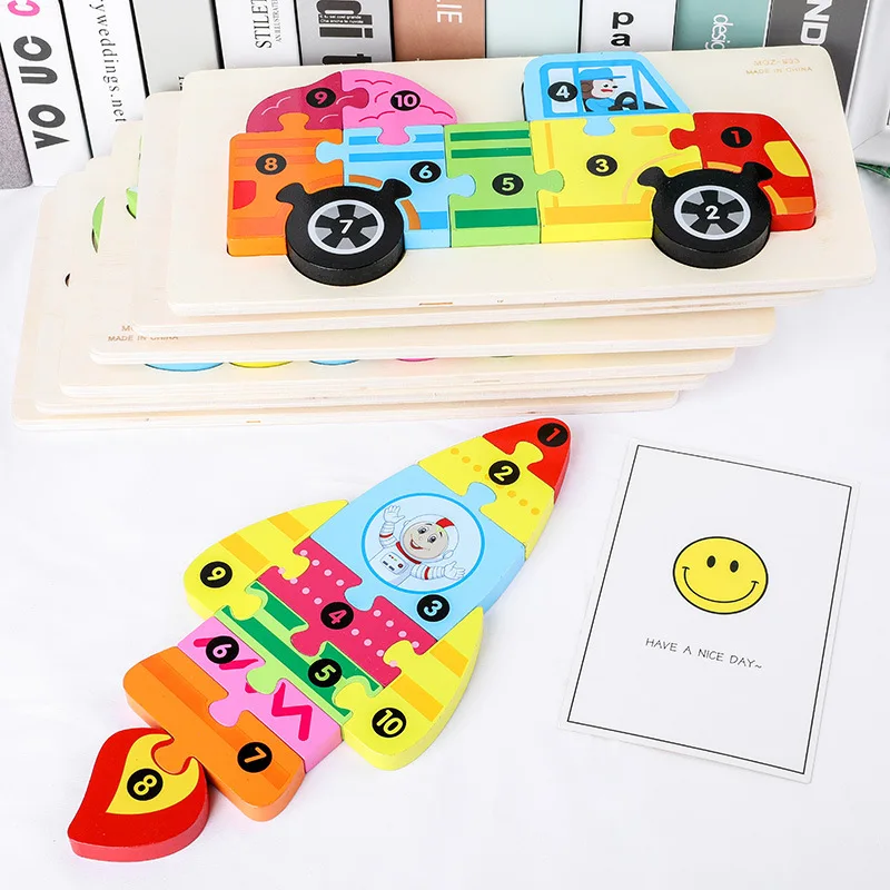 

Six Digital Animal 3d Jigsaw Puzzle Wooden Educational Puzzle Animal Traffic Digital Jigsaw Puzzle Toys