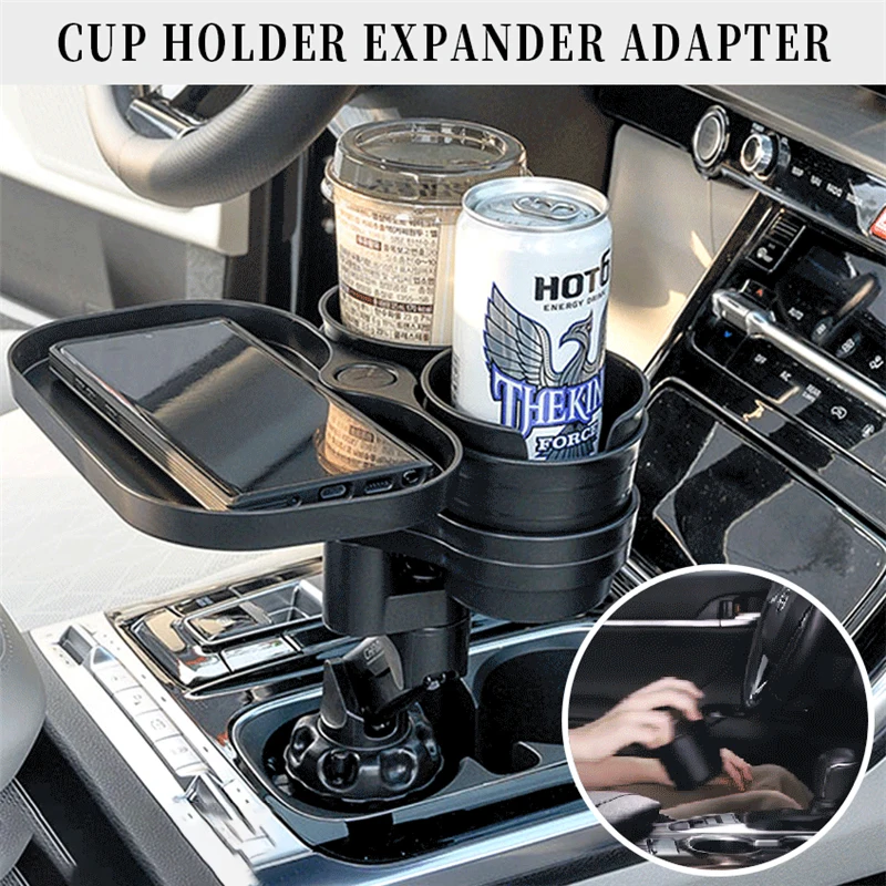 

1Pcs 3 in1 Mintiml Car Cup Holder Expander Adapter Slip-proof Car Truck Drink Cup Holders With Wireless Charging Board Container
