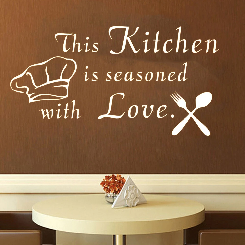Kitchen is Seasoned With Love Letter Pattern Wall Sticker PVC Removable Home Decor DIY background | Дом и сад