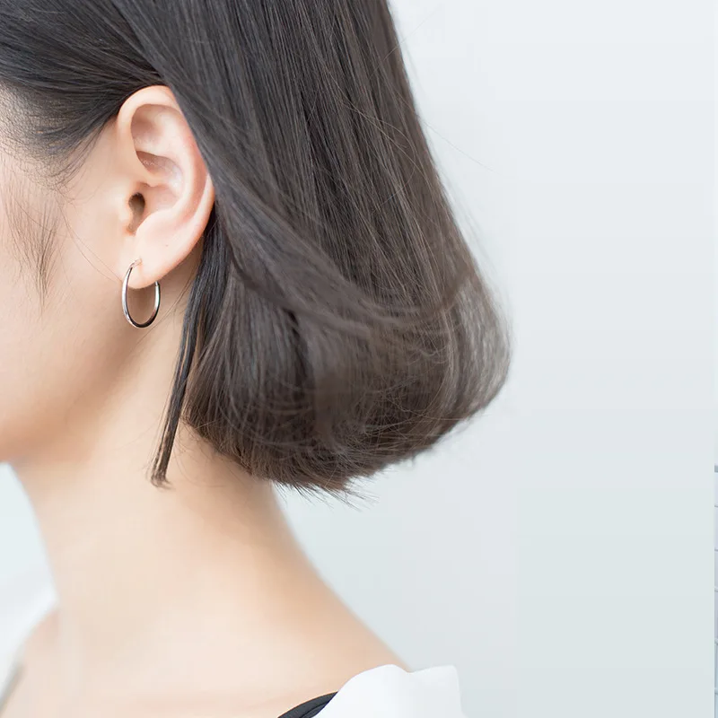 Серьги кольца женские круглые из стерлингового серебра 2019 пробы 8 10 12 14 16 18 20 мм