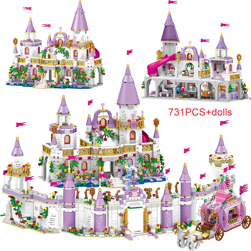 

731PCS Princess Series Castle Building Blocks Magical Ice Castle Bricks Compatible Girls Friends Educational Toys For Children