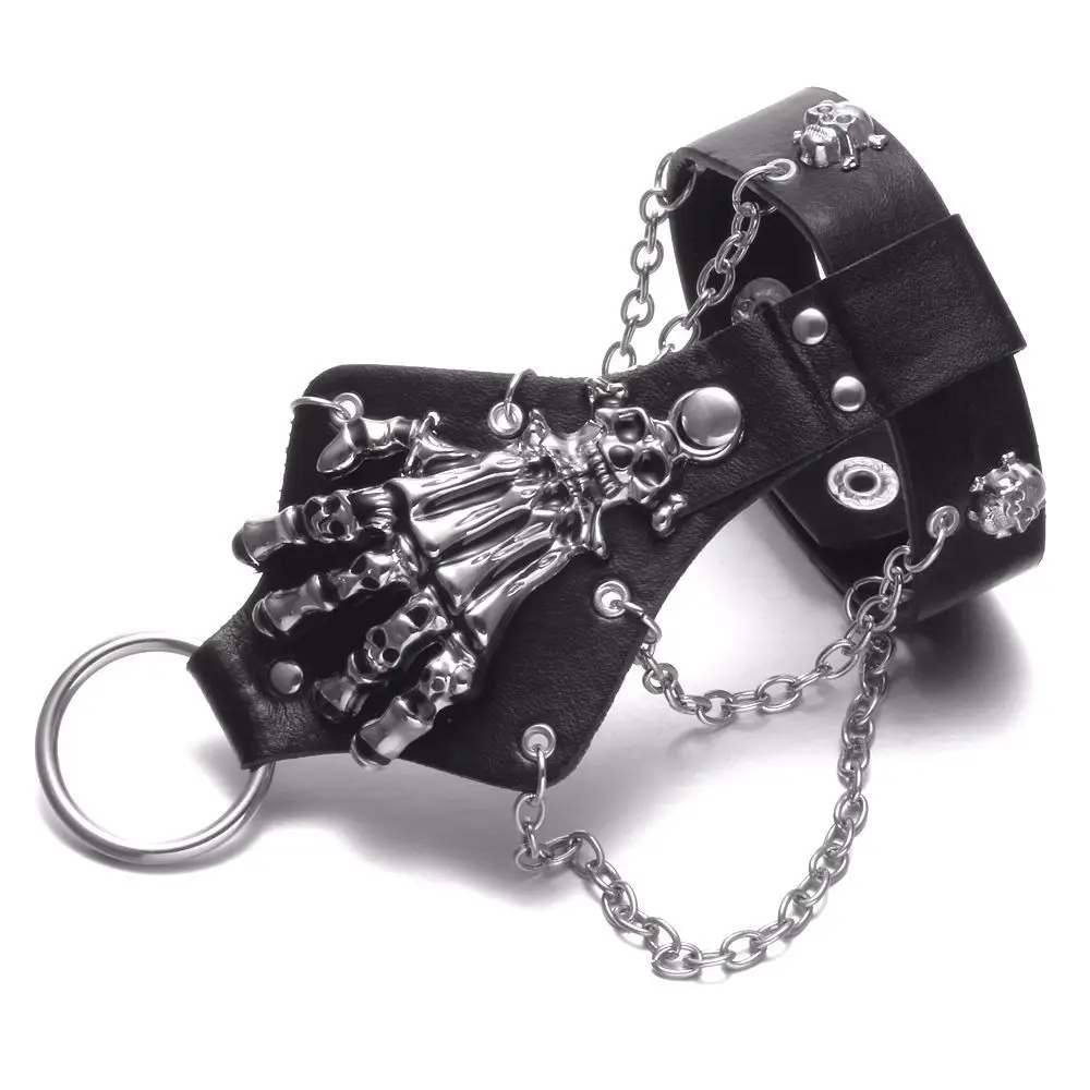 

2021 Punk Gothic Skull Bracelet Hand Bone Bangles Flexible Metal Bracelets For Women Men Nightclub Party Hip Hop Jewelry