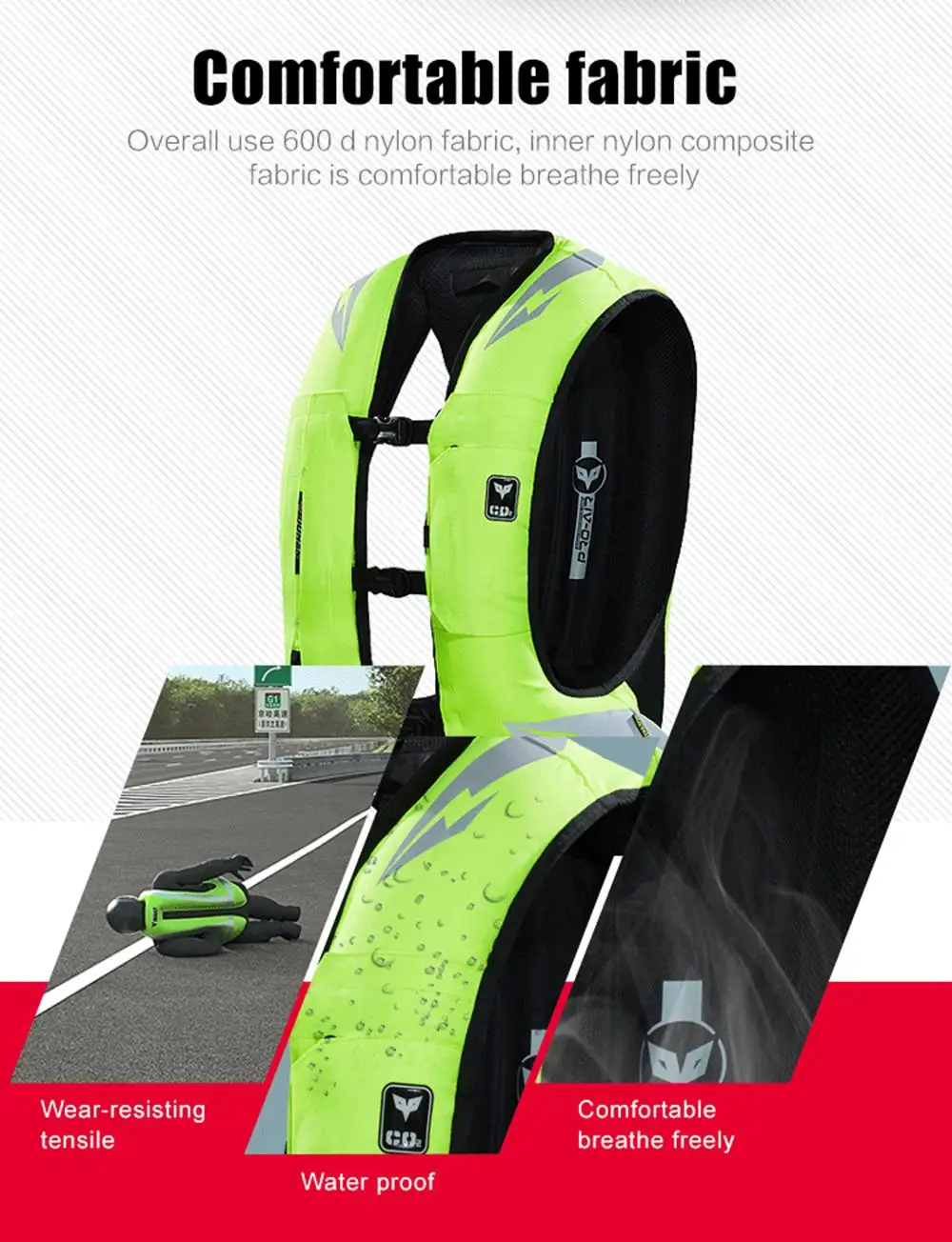 Жилет для системы безопасности мотоцикла мотоциклетная подушка светоотражающий