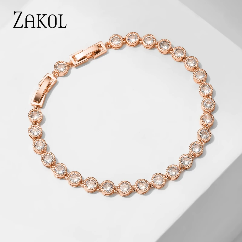 Женские и мужские теннисные браслеты ZAKOL классические серебристого цвета со