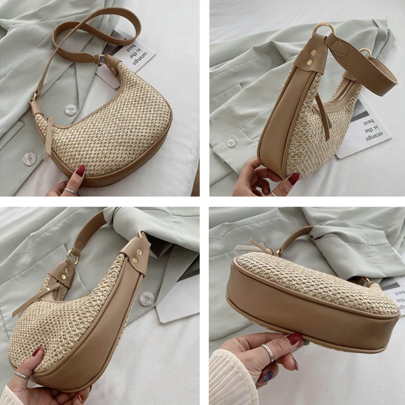 

Summer New Straw Crossbody Bags For Women Small Shoulder Bag Female Beach Bag Handmade Phone Handbags and Purses