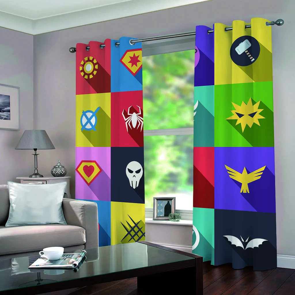 Радужные Мультяшные цвета 2 шт./комплект занавески на окна блочные тканевые шторы