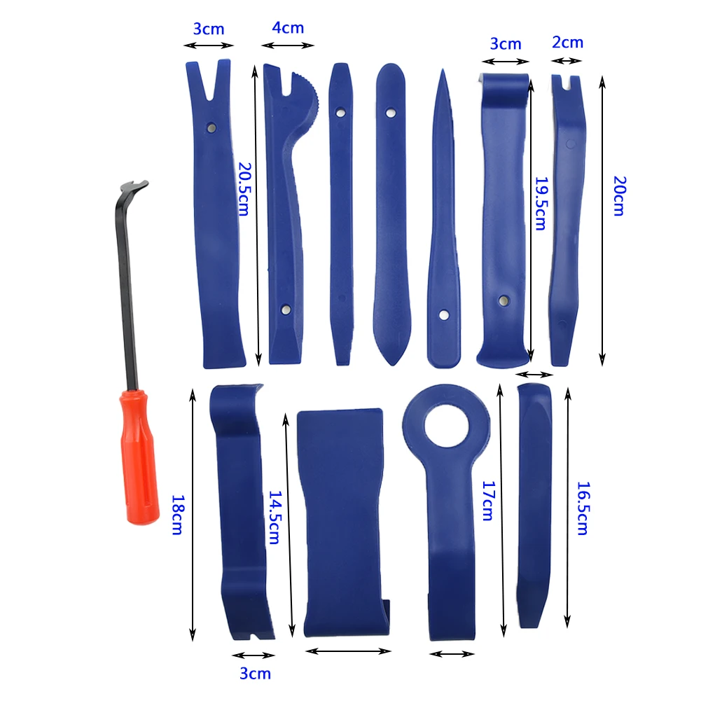 

12 x Pro Plastic Car Radio Door Clip Panel Trim Dash Audio Removal Pry Kits Tool