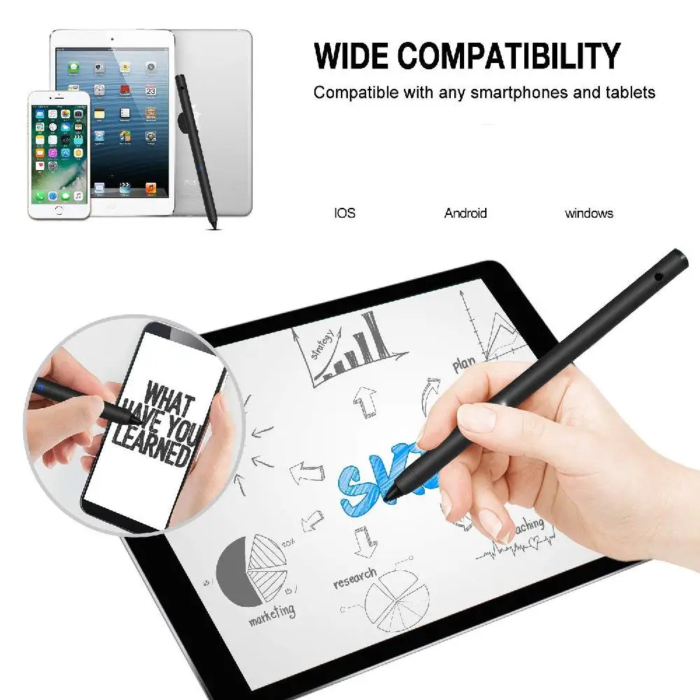 Активный стилус Регулируемый тонкий наконечник для iPad/iPhone/Samsung/Android