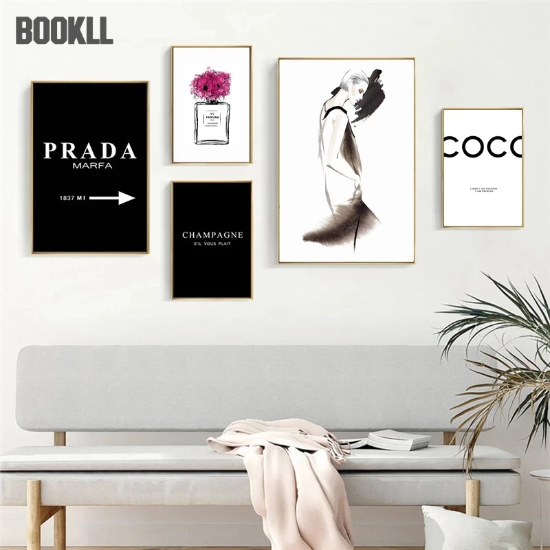 

Moda Coco CitaçõEs Poster Perfume Sexy Senhora Parede Arte Da Lona Pintura Preto Branco Vogue Fotos Para Sala De Estar DecoraçãO