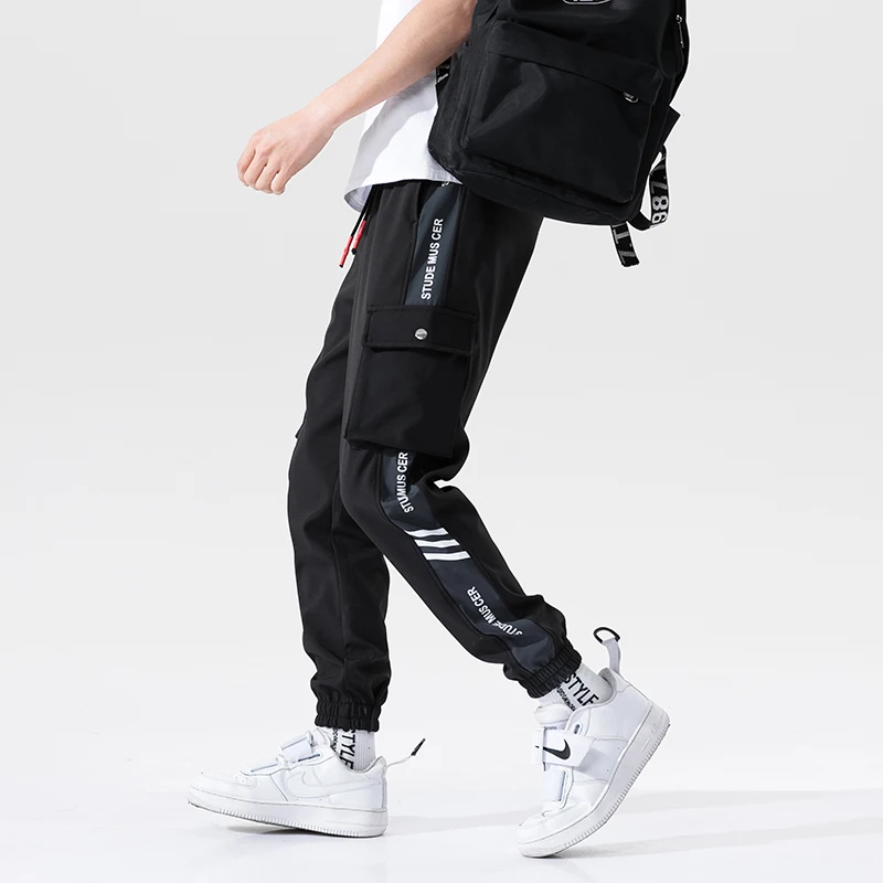 Харадзюку брюки для бега мужская Японская уличная одежда военные брюки-карго