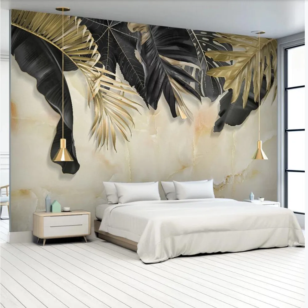 Milofi пользовательские большие обои 3D простой светильник роскошные черные золотые