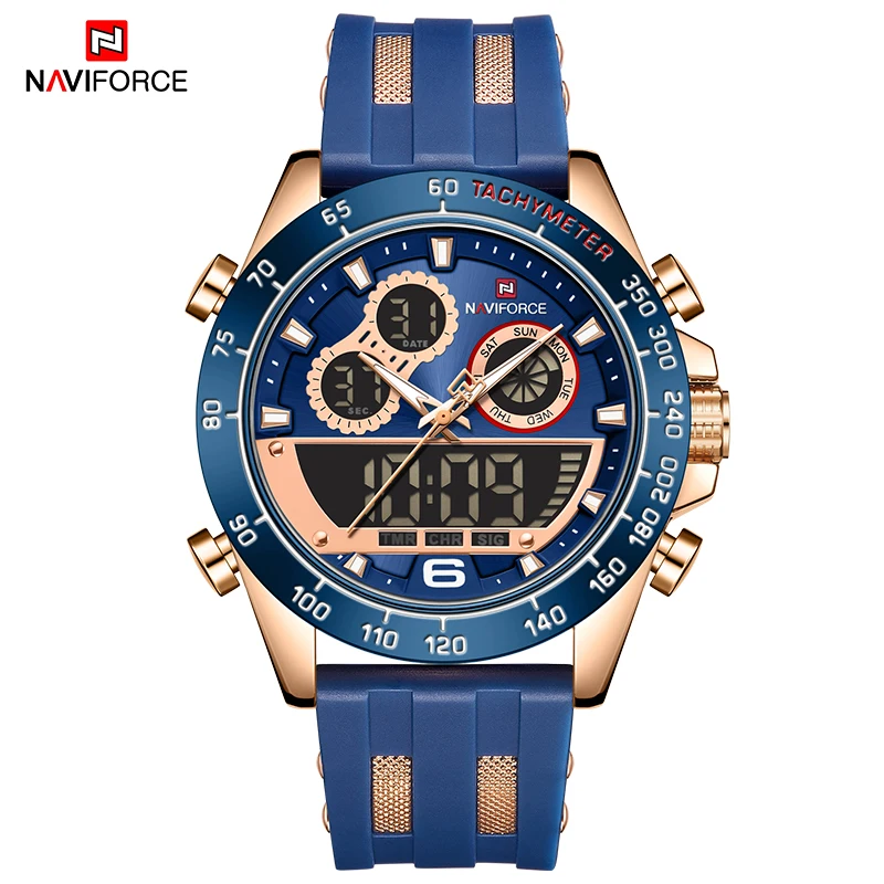 

NAVIFORCE Men Luxury Brand Watch Waterproof Digital Military Quartz Wrist Watch Sport Chronograph Silicone Strap Watches for Men
