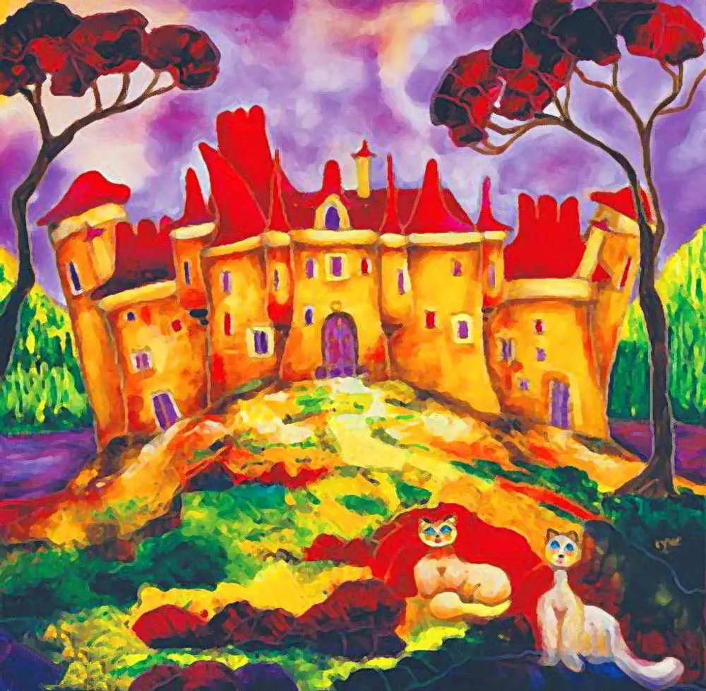 

Сказочный замок, кот, вышивка крестом, 14CT, без принтов, вышивка крестом, сделай сам, домашний декор